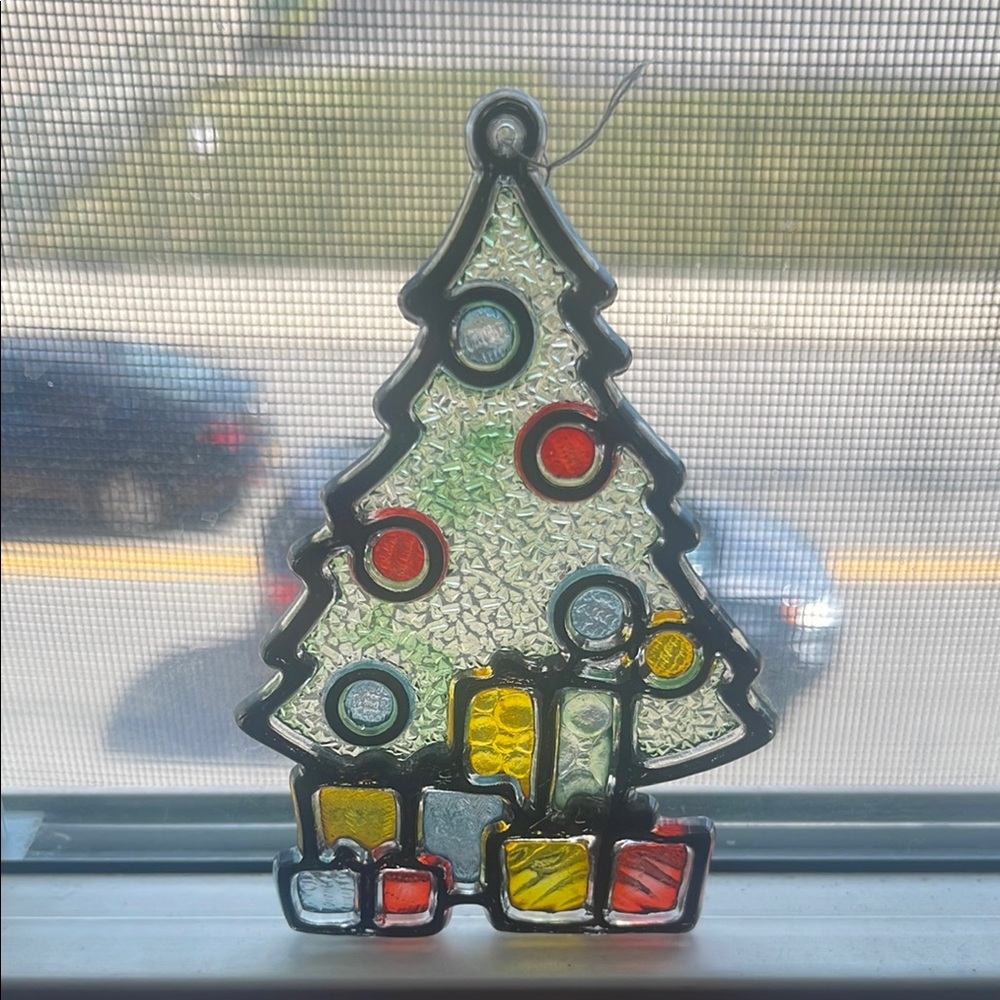 Plastic Stained Glass Holiday Tree Ornament
